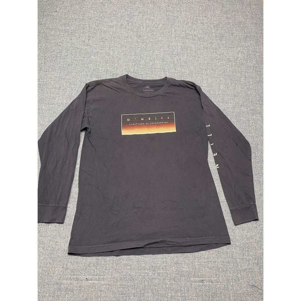 ONeill Mens Long Sleeve Graphic T-Shirt Black Medium Surf Retro Logo Tee